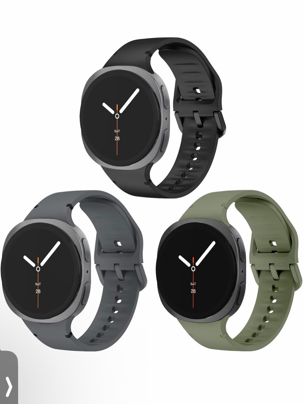 Smart Fitness Watch with Silicone Band - Black, Gray, Olive M/L